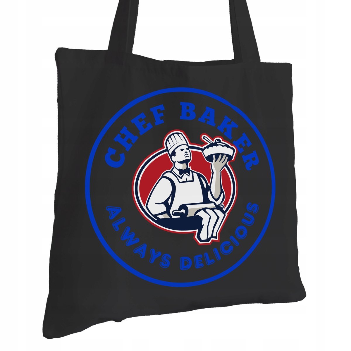Torba Bawełniana dla Piekarza Czarna Na Prezent ekologiczna Trwały Nadruk