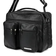 Torby męskie - Czarna męska duża torba dwukomorowa BELTIMORE H84 czarny - miniaturka - grafika 1