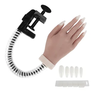 Praktyka Nail Art Training Hand, zginana silikonowa sztuczna ręka, fałszywe końcówki do paznokci, dłonie do ćwiczeń paznokci, manekin do ćwiczeń manicure, ręka do treningu zdobienia paznokci - Manekiny wystawowe - miniaturka - grafika 1