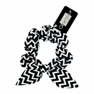 Glamour Zawijka scrunchie gumka do włosów Czarno-Biała - Ozdoby do włosów - miniaturka - grafika 1