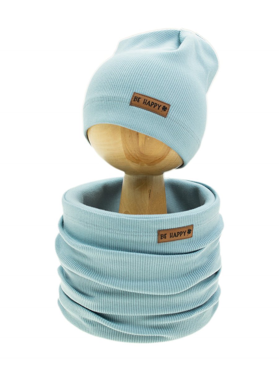 Dziewczęcy komplet czapka + komin niebieski Nicol