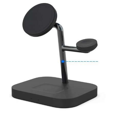 Bezprzewodowa ładowarka 3w1. Stacja dokująca do smartfona, zegarka. Czarna.