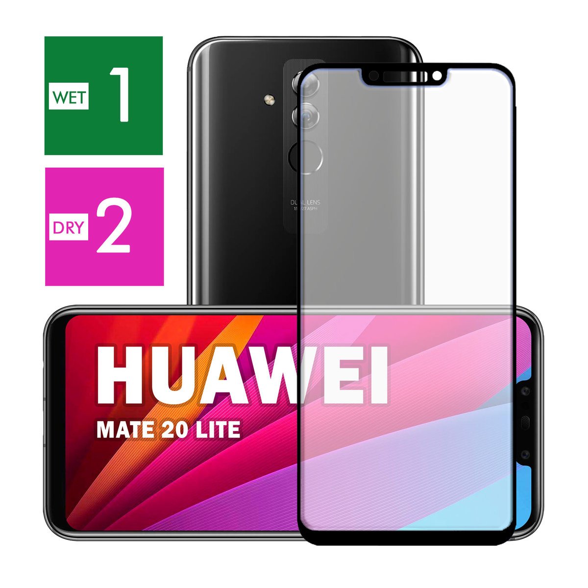 NAJLEPSZE SZKŁO PEŁNE 5D CAŁY EKRAN DO HUAWEI MATE 20 LITE PANCERNE JAKOŚĆ