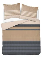 Pościel - Pościel 220x200 beżowa kremowa grafitowa pasy 5245 A Bawełna 48 - miniaturka - grafika 1
