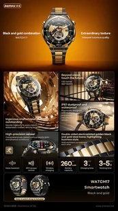 Remax WATCH17 BLACK/GOLD Czarny, złoty - Smartwatch - miniaturka - grafika 1