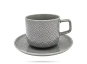 Serwisy do kawy i herbaty - Lubiana MARRAKESZ K1 FILIŻANKA 250 ML + SPODEK 15 CM 2 EL SZARY PORCELANA K1-4278LUB - miniaturka - grafika 1