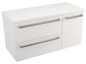 Szafki łazienkowe - Szafka Wisząca Z Blatem ATH 90 cm D Lewa - Biały Mat - Uchwyty Stal Szczotkowana - miniaturka - grafika 1