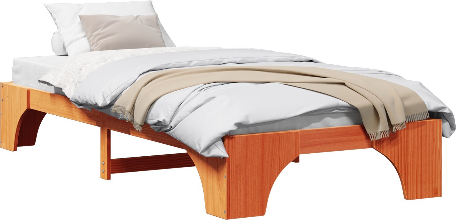 vidaXL Ramka łóżka Woskowy brąz 80 x 200 cm Lite drewno sosnowe