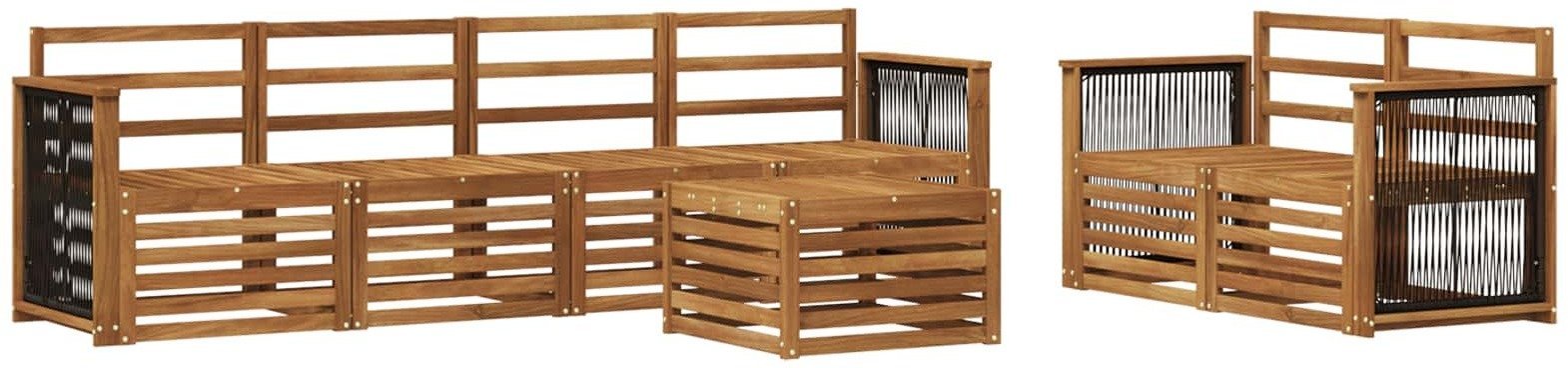 vidaXL Zestaw sof na zewnątrz 7 pcs naturalny Lite Drewno Akacji