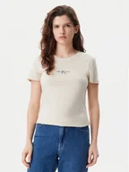 Koszulki i topy damskie - Calvin Klein Jeans T-Shirt Gradient Monologo J20J225252 Beżowy Slim Fit - miniaturka - grafika 1
