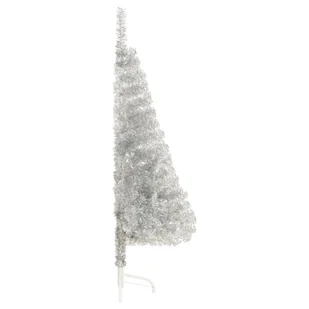 Lumarko Sztuczna choinka połówka ze stojakiem, srebrna, 120 cm, PVC - Choinki - miniaturka - grafika 5
