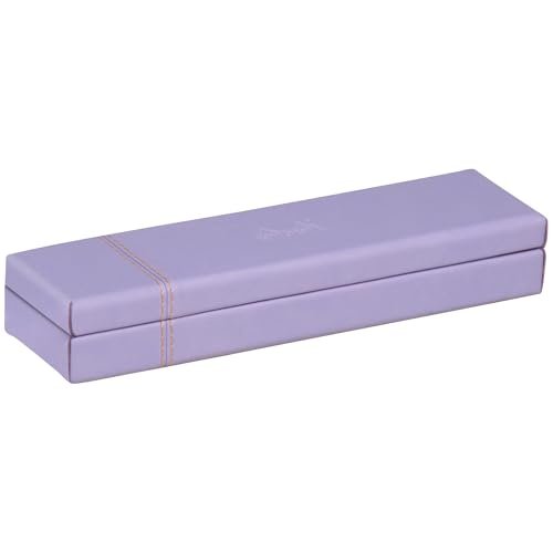 RHODIA 318879C – Piórnik, Etui na długopisy Rhodia, irysowy fiolet – 21 x 5,5 x 3 cm – kontrastowe przeszycia pomarańczowe – zewnętrzna warstwa z ekoskóry – kolekcja Home Office