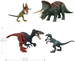 jurassic world zestaw 4 dinozaury Dziki ryk Megaraptor i Pteranodon, Blue i Dilofozarm, mattel - Figurki kolekcjonerskie - miniaturka - grafika 1
