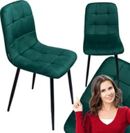Krzesła - Krzesło tapicerowane welurowe do salonu jadalni velvet loft butelkowa zieleń - miniaturka - grafika 1