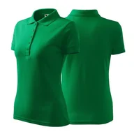 Koszulki i topy damskie - Koszulka zieleń trawy polo z logo na sercu i plecach damska z nadrukiem logo firmy 200g 210 kolor 16 koszulka polo - miniaturka - grafika 1