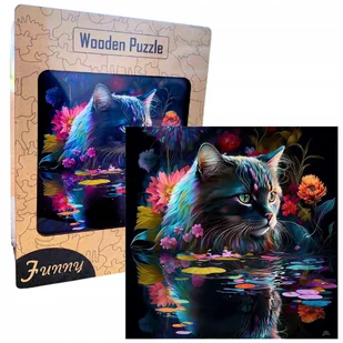 Drewniane Puzzle Edukacyjne A3 Kolorowy Kot Dzieci i Dorośli 240el DUŻE - Puzzle - miniaturka - grafika 1