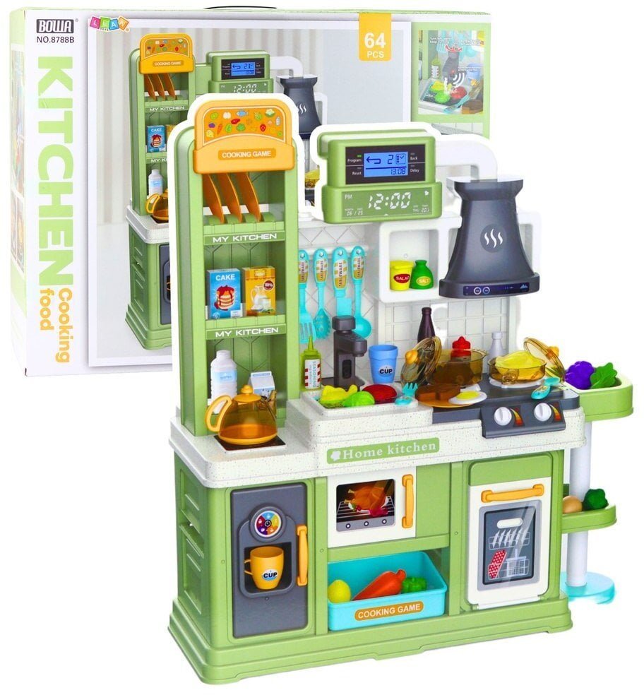 LeanToys Kuchnia Dla Dzieci Obieg wody Zmiana koloru żywności para zielona 64 el.