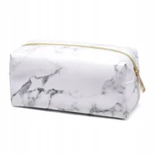 Kosmetyczki, organizery i kuferki - Kosmetyczka Etui Marmurkowa Marble Biały Marmur - miniaturka - grafika 1