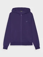 Bluzy sportowe damskie - Damska bluza dresowa rozpinana z kapturem 4F 4FWMM00TSWSF1763 - granatowa - miniaturka - grafika 1