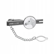 Spinki do mankietów i krawatów - Koń Boulonnais Spinka do krawata łańcuszek grafika - miniaturka - grafika 1