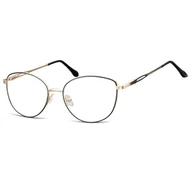 Okulary korekcyjne, oprawki, szkła - Damskie okulary zerówki oprawki korekcyjne kocie oczy Flex 888A Gold/Black - miniaturka - grafika 1