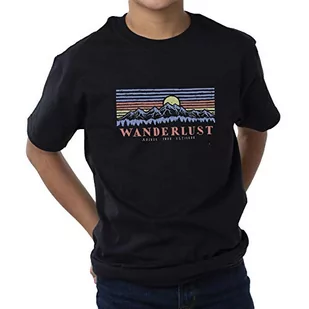 Del Sol Del Sol T-shirt chłopięcy  scena górska, czarny T-shirt  przechodzi z białego na żywe kolory na słońcu  100% czesana, niekurczliwa bawełna, luźne dopasowanie, delikatny dżersej, rozmiar YL - Koszulki dla chłopców - miniaturka - grafika 1