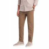 Spodnie męskie - Spodnie męskie chino o klasycznym kroju brązowe V2 OM-PACP-0190 XXL - miniaturka - grafika 1