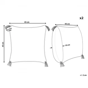 2 bawełniane poduszki dekoracyjne geometryczny wzór z frędzlami 45 x 45 cm beżowo-niebieskie JACARANDA - Poduszki dekoracyjne - miniaturka - grafika 8