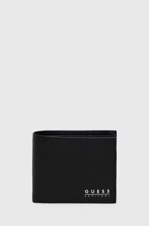 Portfele - Guess portfel skórzany męski kolor czarny - grafika 1