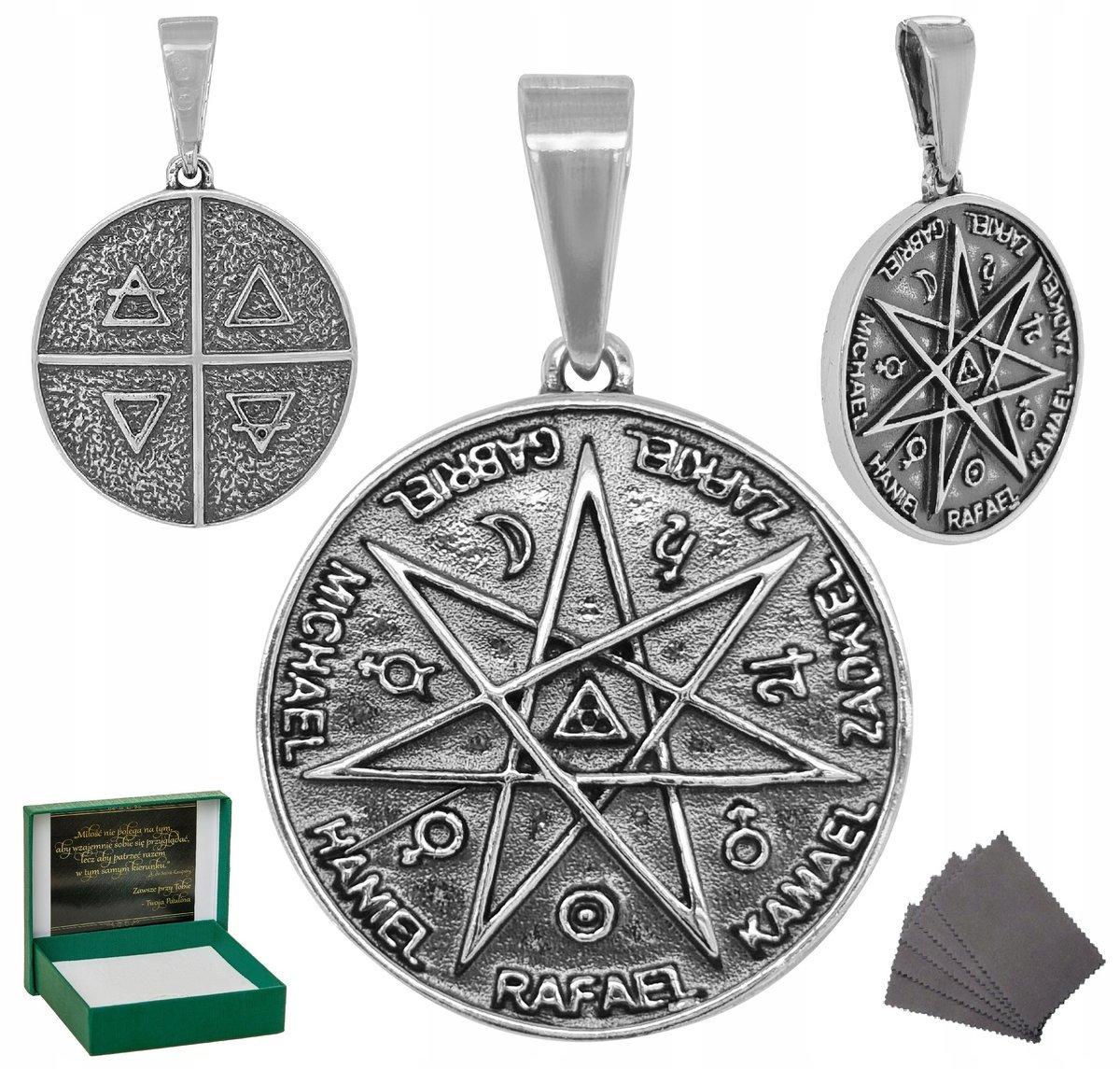 Srebrny Medalik Pieczęć Talizman Amulet Siedmiu Archaniołów Duży Próba 925