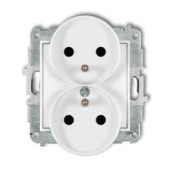 Gniazdka elektryczne - Karlik Gniazdo podwójne z przesłonami torów MINI - biały mat - miniaturka - grafika 1