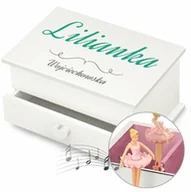 Pozytywki dla dzieci - Szkatułka na biżuterię z pozytywką i szufladką z nadrukiem dla dziewczynki - miniaturka - grafika 1