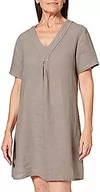 Sukienki - Bonateks, Krótki rękaw, plisowana sukienka przednia, 100% len, rozmiar DE:42 rozmiar US: XL, lekki taupe - wyprodukowano we Włoszech, zielony, 42 - miniaturka - grafika 1