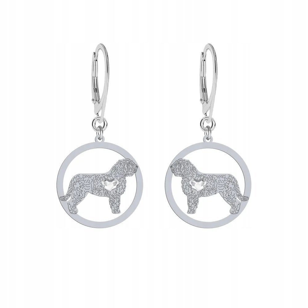 Kolczyki Srebrne z psem Hiszpański Pies Dowodny 925 Kobieta GRAWER GRATIS