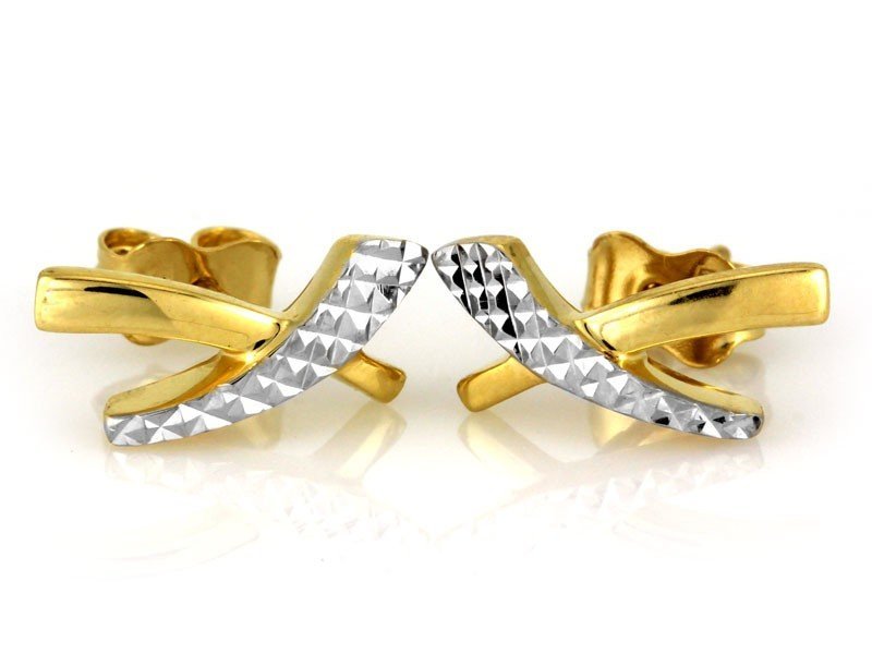Kolczyki złote 375 diamentowane na sztyft 1.39g