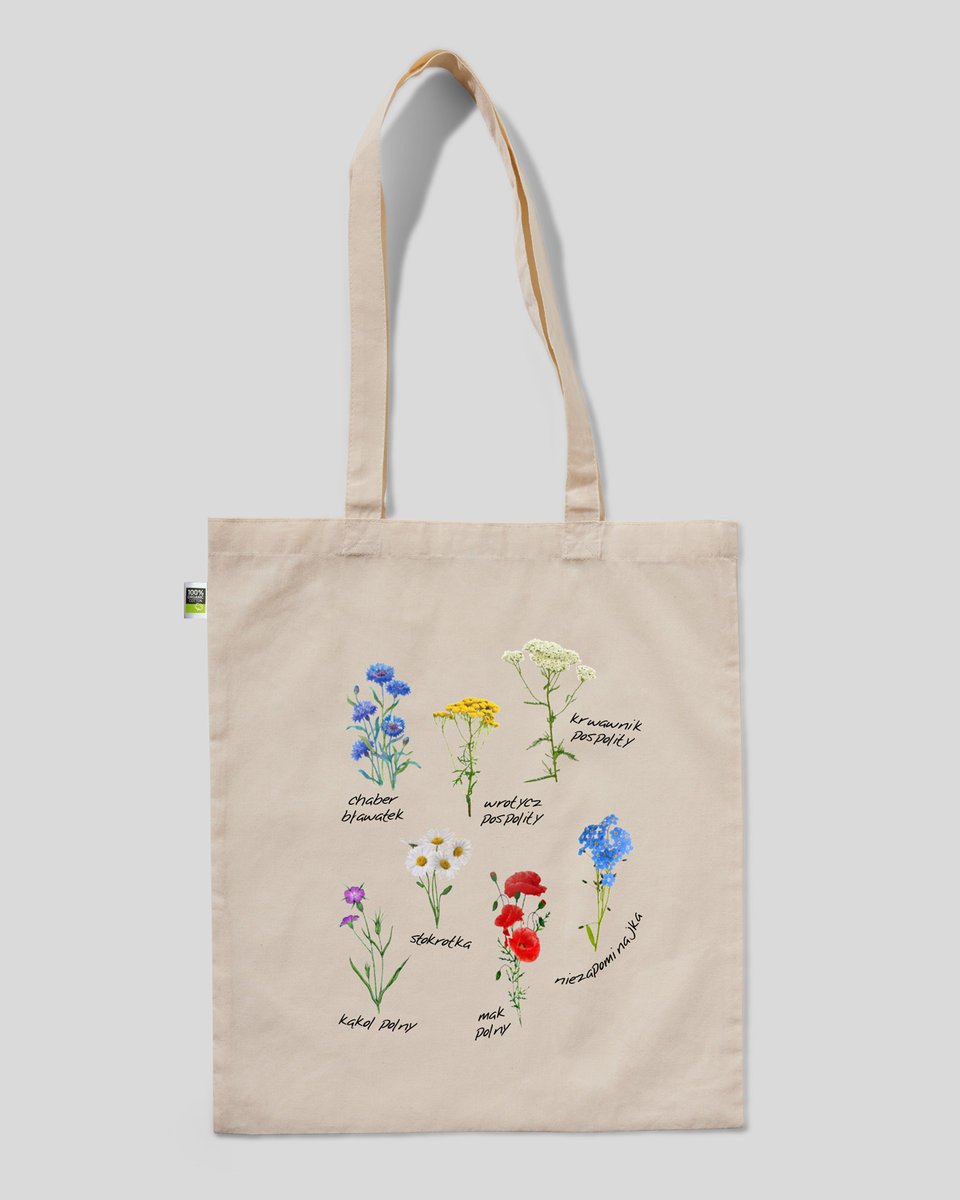 torba bawełniana na prezent na zakupy mak niezapominajka KWIATY POLNE