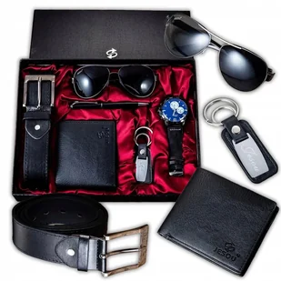 Zestaw Prezentowy Portfel Pasek Zegarek Okulary Prezent Chłopaka Mężczyzny - Etui na dokumenty i karty - miniaturka - grafika 1