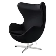 Fotele - King Home Fotel EGG CLASSIC VELVET czarny - welur, podstawa chromowana JH-026.BLACK.111 [11783646] - miniaturka - grafika 1