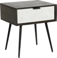 Szafki nocne - DKD Home Decor Stolik Nocny DKD Home Decor 45 x 38 x 50 cm Czarny Metal Biały Drewno mango Wengue - miniaturka - grafika 1