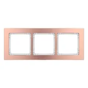Klawisze i ramki - Karlik Ramka potrójna Deco metal - miedź szczotkowana, biały - miniaturka - grafika 1
