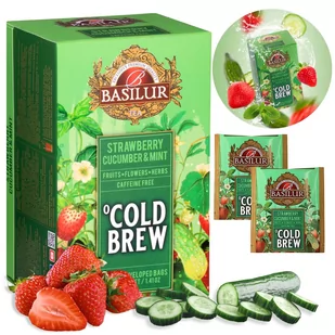 BASILUR Cold Brew - Owocowa herbata bezkofeinowa z aromatem truskawki, ogórka i mięty, herbata na zimno w saszetkach 20 x 2 g x1 - Herbata - miniaturka - grafika 1