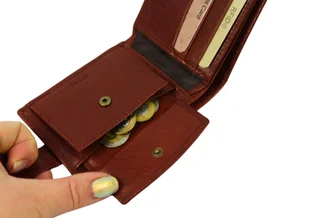 Portfel Męski Skórzany EL FORREST Średni Poziomy Z Zapięciem Jedno Skrzydełko 850 29 RFID BRĄZOWY 11.5 x 9 x 3 [cm] - Portfele - miniaturka - grafika 9