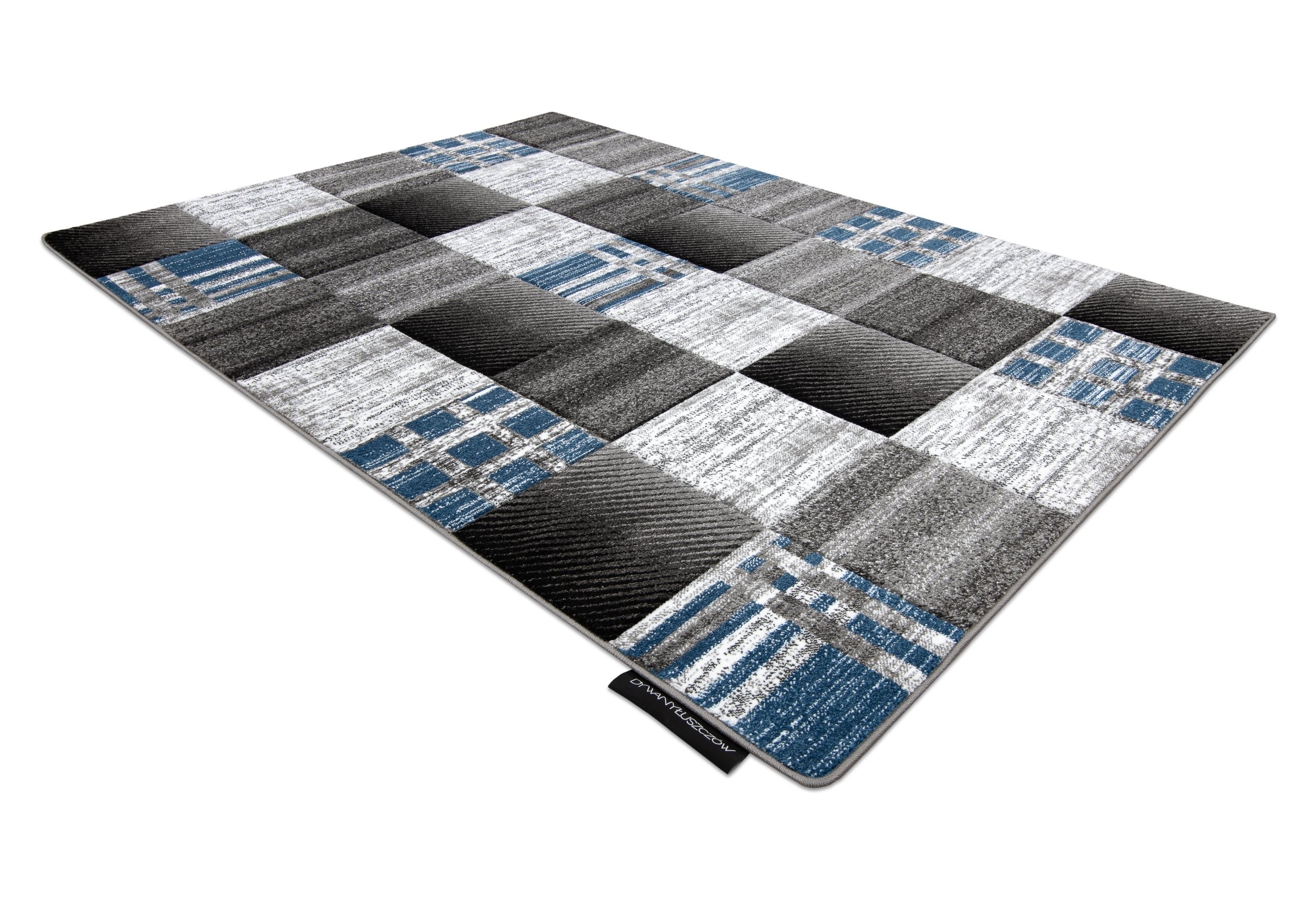 Dywan ALTER Siena Kwadraty kratka niebieski 80x150 cm