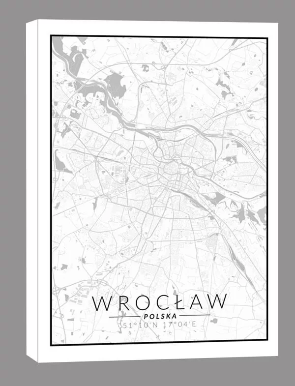 Wrocław mapa czarno biała - obraz na płótnie Wymiar do wyboru: 50x70 cm