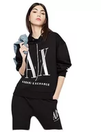 Bluzy damskie - Armani Exchange A|X Damska bluza z kapturem Icon Project, czarna, XS, Schwarz, XS - miniaturka - grafika 1