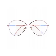 Okulary korekcyjne, oprawki, szkła - Okulary Pilotki z filtrem światła niebieskiego do komputera zerówki 2529-5 - miniaturka - grafika 1