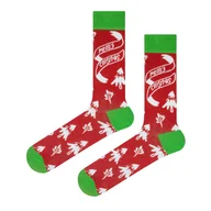 Skarpetki męskie - Skarpety kolorowe świąteczne - czerwone w choinki i napis MERRY CHRISTMAS- EM - EM Men's Accessories - miniaturka - grafika 1