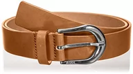 Paski - BOSS Damski Carol Belt 3cm-VC Włoski skórzany pasek z zaokrągloną klamrą, Ciemny pomarańczowy805., 85 cm - miniaturka - grafika 1