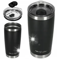 Kubki termiczne - DUŻY KUBEK TERMICZNY 600ML TERMOS NA KAWĘ HERBATĘ STALOWY - JAKOŚĆ PREMIUM - miniaturka - grafika 1