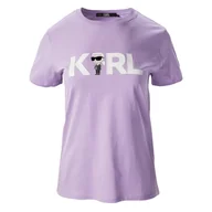 Koszulki i topy damskie - Damska Koszulka z krótkim rękawem KARL LAGERFELD IKONIK 2.0 KARL LOGO T-SHIRT 230W1706-66 – Fioletowy - miniaturka - grafika 1